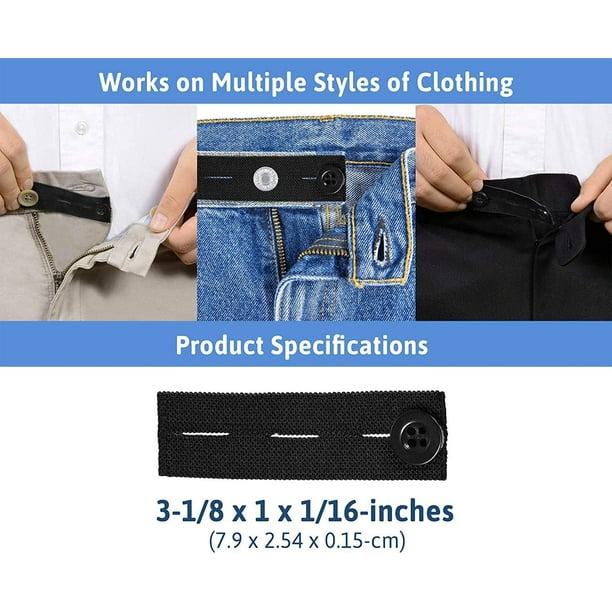 nipocaio Elastic Waist Extenders, 6PCS Adjustable Waistband Pants Extender  Button Pants Stretcher for Pants Jeans Pregnancy Pants Black 