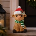 thumbnail image 4 of Clearance! Christmas Decorations, Light Up Highland Cow Resin Figurine With Knit Santa Hat & Striped Scarf, Festive Statue for Tabletop Mantel Covered Porch Yard Christmas Gift,7.87", 4 of 5
