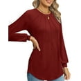 thumbnail image 2 of Rosvigor Blouses for Women Dressy Long Sleeve Shirts Casual Fall Tops Winter Tunic with Pleats, 2 of 7