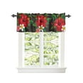 thumbnail image 2 of Kitchen Cafe Valance Curtain for Small Windows,Red Hibiscus Flower with Green Leaves Rod Pocket Short Valances Farm Floral Art Window Treatment Panel for Living Room/Bedroom/Bathroom,60x18in, 2 of 9