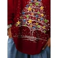 thumbnail image 4 of FASHIONWT Women Casual Retro Christmas Tree Print Tee Oversized V-Neck T-Shirt, 4 of 4