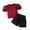 Red, variant on WOLLED 2PCS Toddler Baby Girls Summer Shorts Outfit Puff Sleeve T-Shirt Tops and Solid Color Tie-Up Shorts Clothes Set for 1-6 Years Old