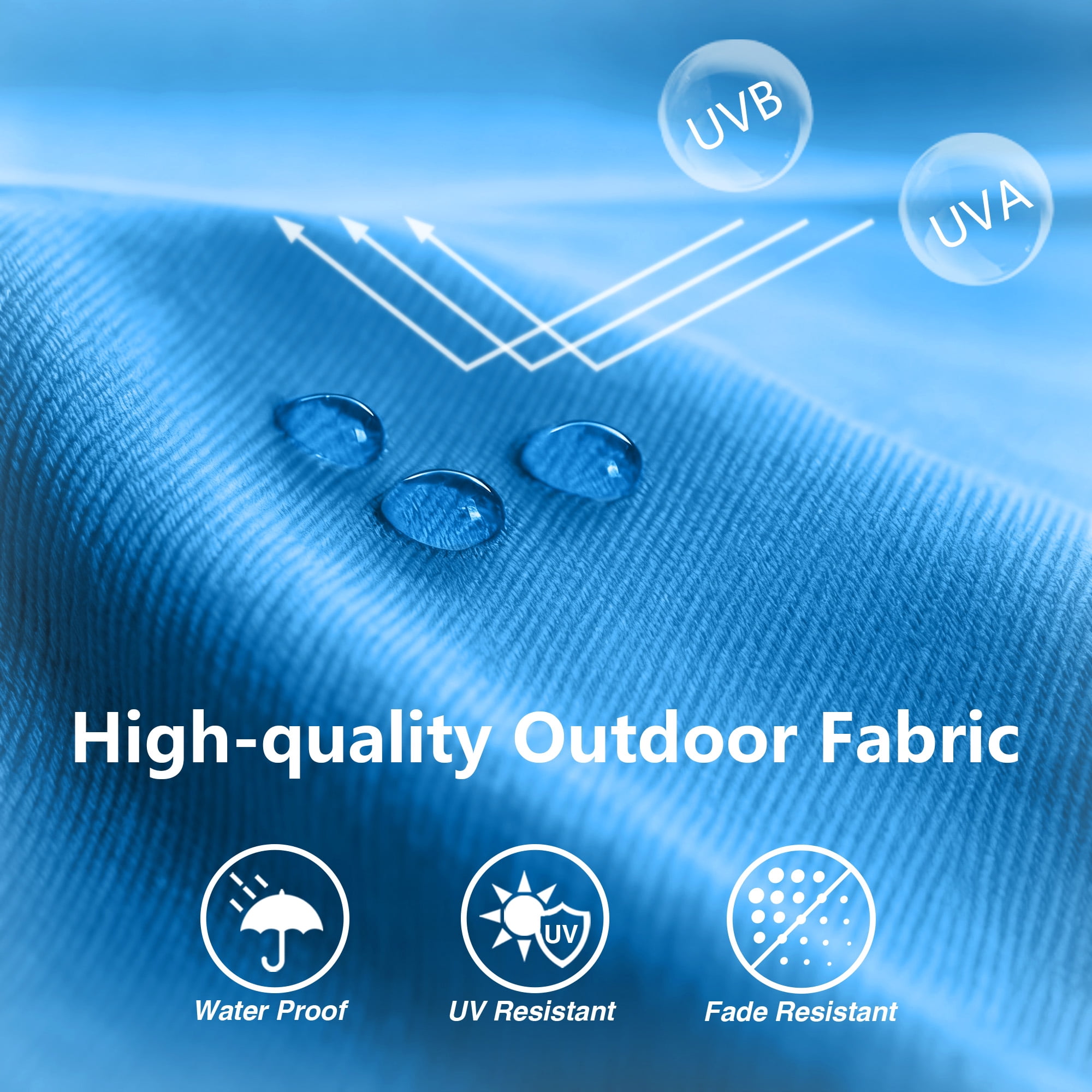Abble 11FT Outdoor Patio Umbrella with Crank Handle, Market Umbrella with 8 Sturdy Umbrella Ribs, Waterproof for Garden Deck Backyard Pool, Aqua
