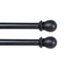 Kenney Scroll Ball Standard Steel Decorative Window Double Curtain Rod, 48-86" Adjustable Length, 5/8" Dia., Black