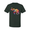 thumbnail image 2 of Wild Bobby, Colorful Walking Good Luck Elephant Animal Lover Men's Graphic T-Shirt, Forest Green, Small, 2 of 3