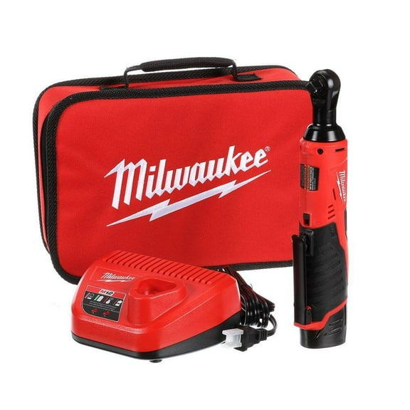 Milwaukee 2457-21 M12 12V 3/8 in. Cordless Ratchet Kit with Tool Bag – 1 Pack (Non Fuel)