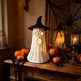 thumbnail image 5 of Izexuh Woven Witch Hat Figurine Rustic Rattan Style Free Standing Halloween Tabletop Ornament for Mantel Shelf Entryway Display, 5 of 5
