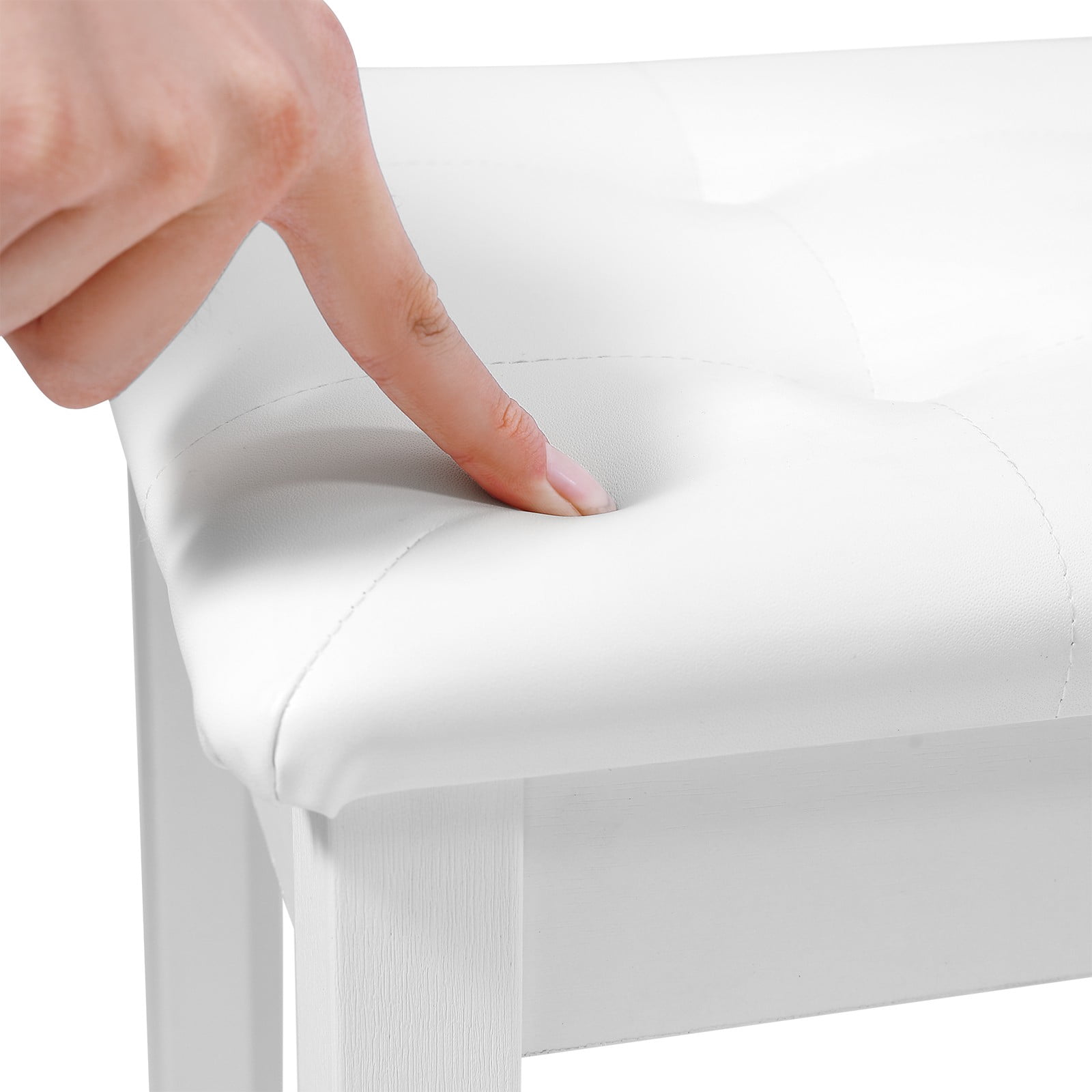 MUSTAR Wooden Duet Piano Bench with Storage Compartment,Padded Dual Seat,Keyboards Organ Stool with Hidden Sheet Music Organizer(White)