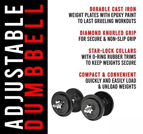 Adjustable Dumbbell Weight Set | Multiple Options Black, 60 LB Pair