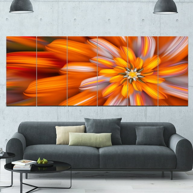 Designart - Massive Orange Fractal Flower - Floral Canvas Art Print