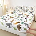 thumbnail image 3 of Manfei Zoo Giraffe Lions Full Size Sheets,Wild Animal Zebra Bed Sheets,Green Monstera Leaf Sheet Sets For Boys Kids,Luxury Bedroom Decor,4 Pieces, 3 of 7