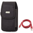 thumbnail image 1 of Rugged Case Belt Clip w Red 6ft USB-C Cable for Samsung Galaxy A73 5G,A53 5G,A33 5G,A13 5G,A03s Phones - Holster Canvas Cover Pouch, Charger Cord Power Wire Type-C, 1 of 10