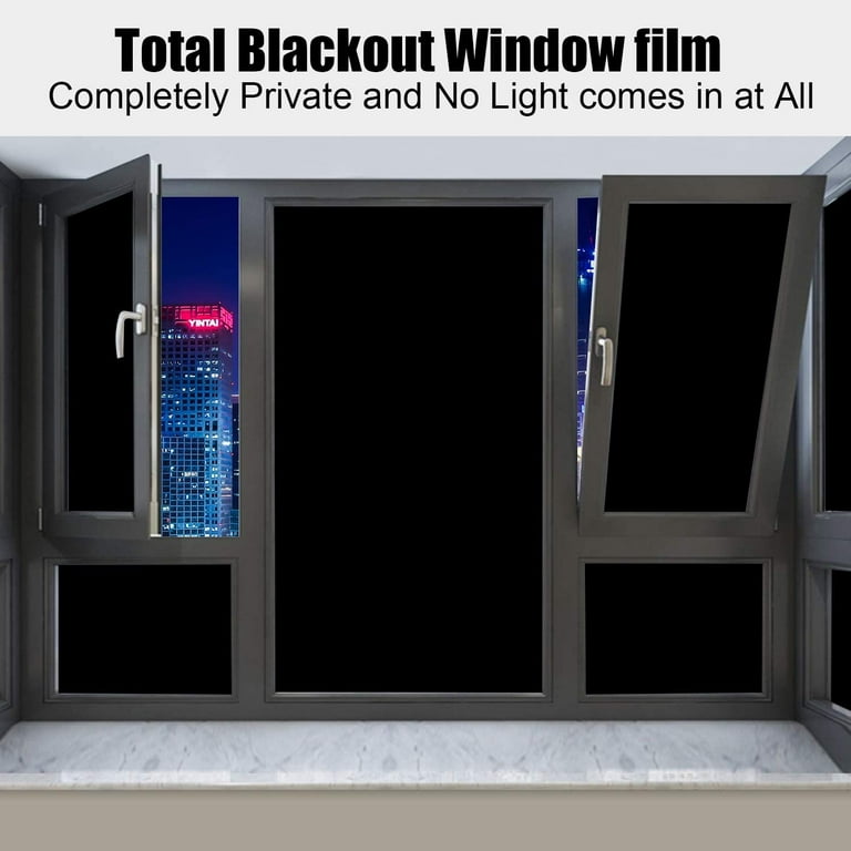 Blackout Window Film, Static Cling Window Tint 100% Light Blocking Glass  Film for Home Privacy, Nap Time, Night Working, Insulation, Baby Room and  Day Sleeping (Matte Black, 17.7x78.7 Inch 