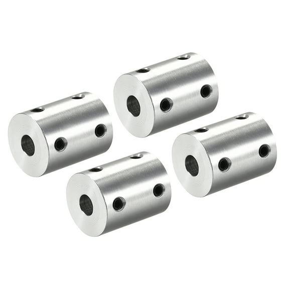 Uxcell Rigid Coupling 25mm Length 20mm Diameter Aluminum Alloy Shaft Coupler Connector Silver 4pcs 6.35mm to 6.35mm