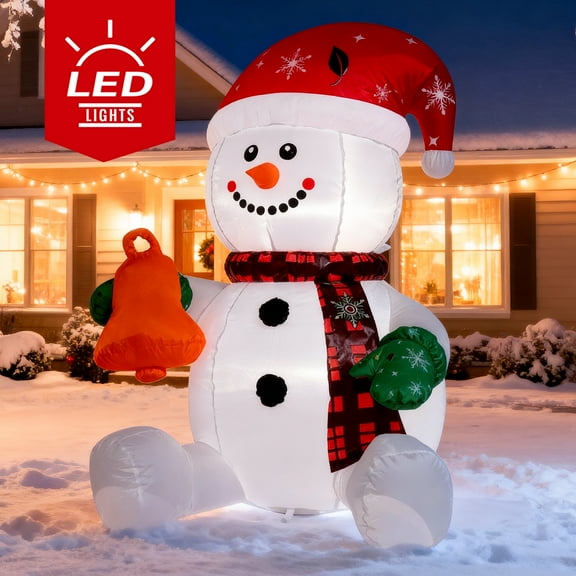 SUGIFT 4FT Inflatable Snowman Christmas Decoration, Lighted Blow Up Yard Decor with Built-In LED Lights for Outdoor Use