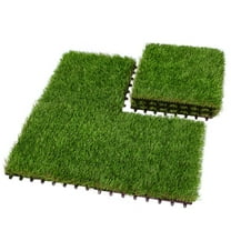 DECMAY 54 PCS Interlocking Artificial Grass Tiles, 12"x12" Turf Flooring Set for Patio, Balcony, Backyard, Green