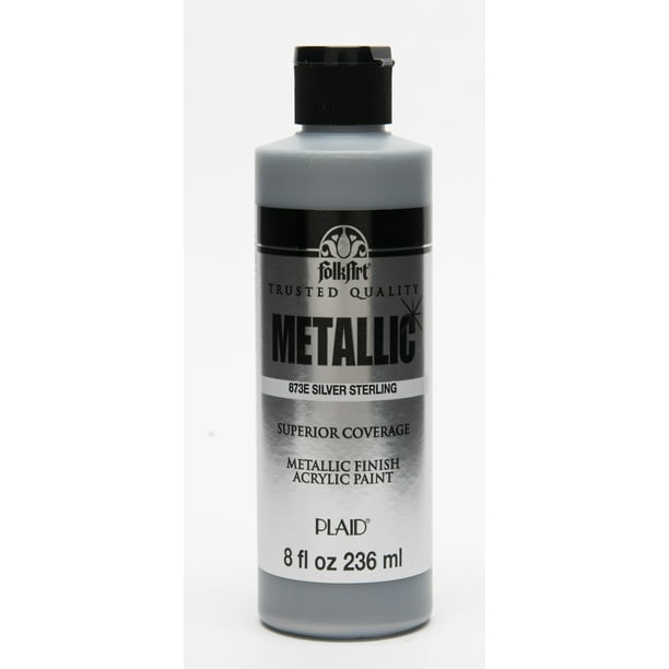 FolkArt 873E Metallic Acrylic Craft Paint, Silver Sterling, 8 fl oz