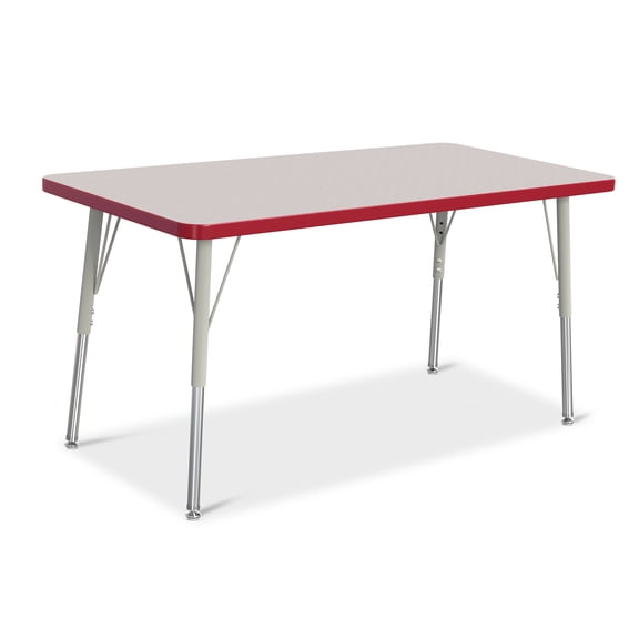 Rectangle Activity Table - 24" X 48", A-height - Freckled Gray/Red/Gray
