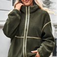 thumbnail image 2 of Women's Zipper Cropped Fleece Jacket Lapel Fuzzy Warm Winter Sherpas Coat, 2 of 8