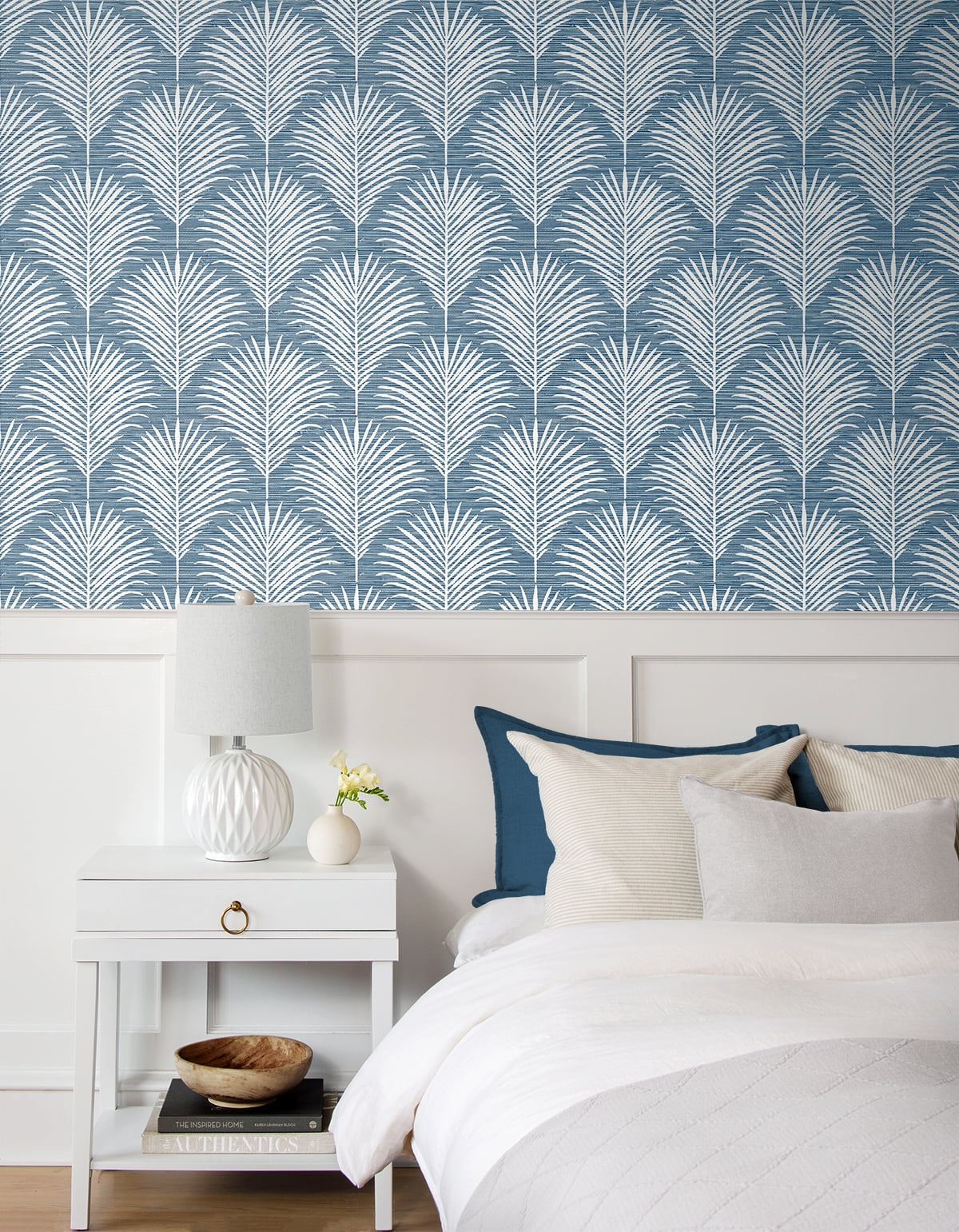 NextWall Blue Lagoon Grassland Palm Peel and Stick Wallpaper