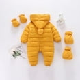 thumbnail image 6 of Baby Winter Snowsuit Fleece Lined Romper Pointed Hooded Coat with Mittens Shoes 0-24M, 6 of 8