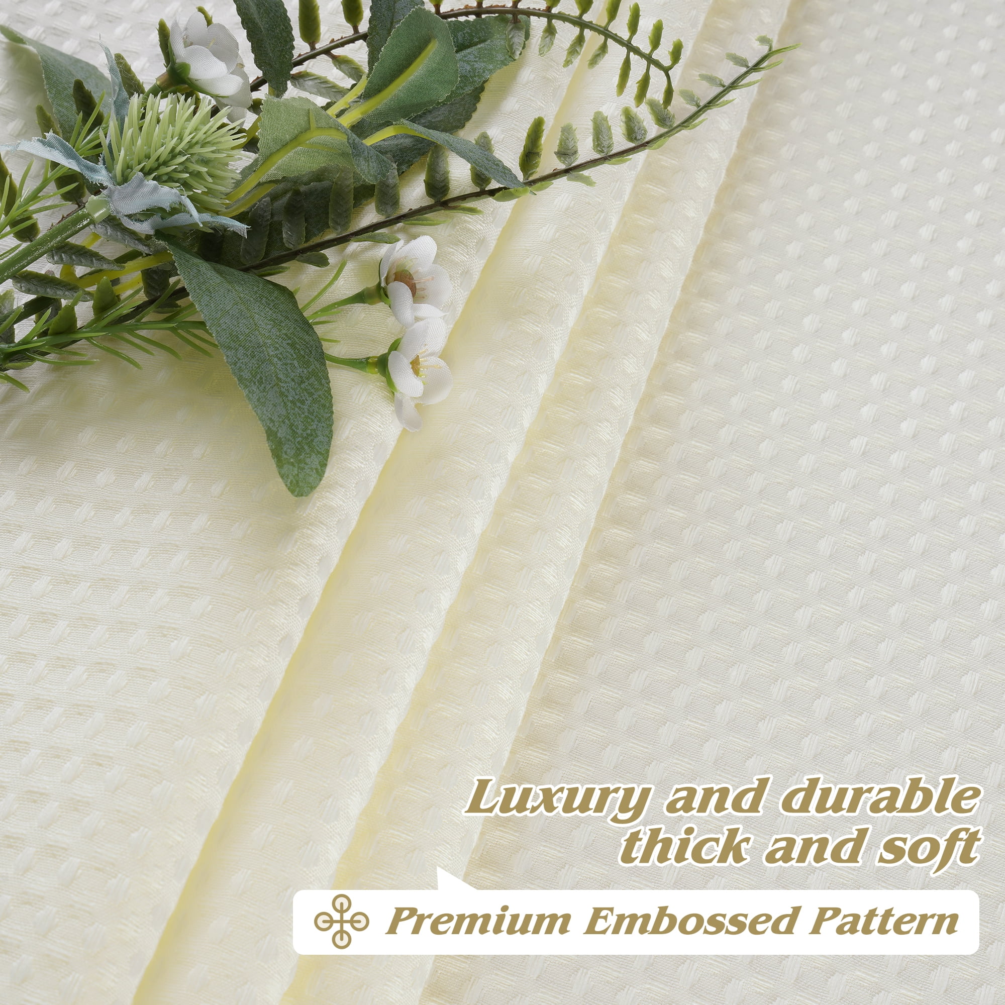 Inosoo Fabric Shower Curtain, 72"x72" Heavy Duty Waffle Textured Cloth Curtains for Bathroom, Luxury Weighted Polyester Bath Curtain for Hotel, Ivory