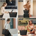 thumbnail image 6 of Lohol Women's Tote Handbag Nylon Top-Handle Shoulder Bag with Zipper, Foldable-Black, 6 of 8