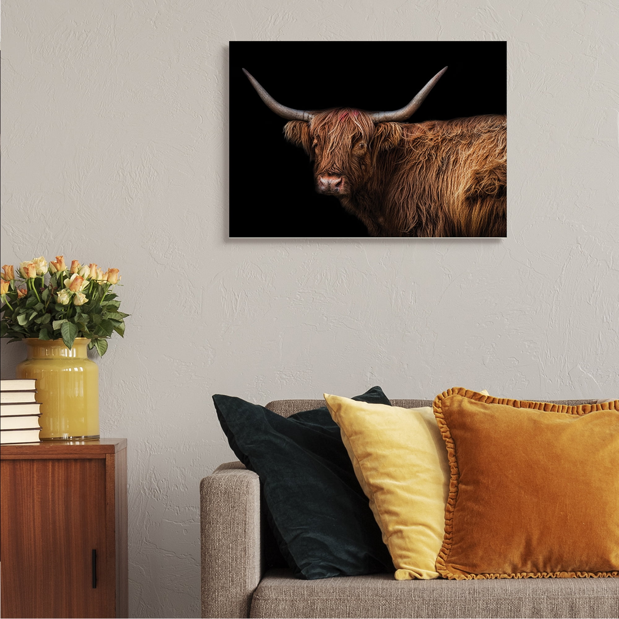 Stupell Industries Shaggy Farm Cattle Brown Country Animal Animals & Insects Photography Gallery Wrapped Canvas Art Print Wall Art, 24 x 30
