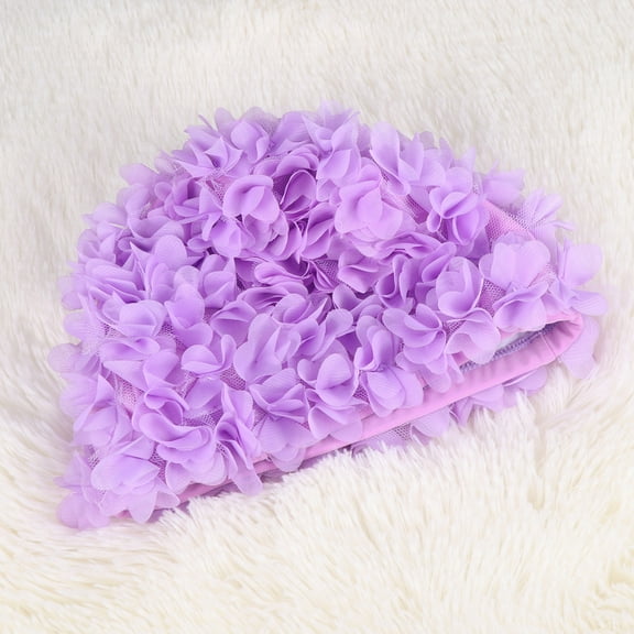 Soimiss Reusable Violet Flower Swim Cap with Anti Skid Feature for Comfortable Swimming