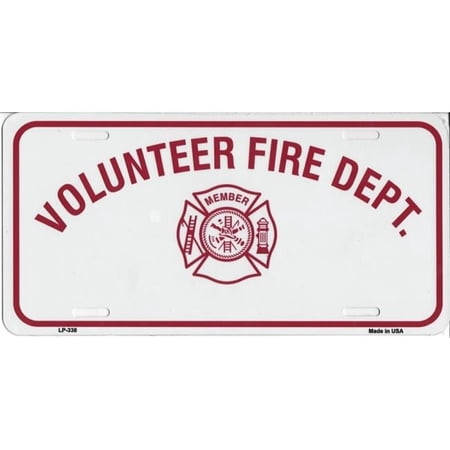 212 Main LP-338 6 x 12 in. Volunteer Fire Dept with Logo Metal License Plate