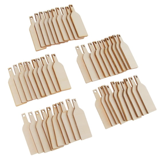 Pack Of 50 Blank Bottle Wooden Chips Gift Tags Labels Toy DIY Art Crafts Project
