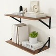 thumbnail image 1 of Rustic Floating Shelves for Wall W x D Wood Deep Wall Shelves Set of Wide Floating Bookshelf for Living Room Kitchen Office Bedroom Storage & Decoration wi, 1 of 7