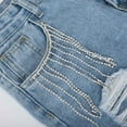thumbnail image 5 of Women's Ripped Denim Shorts Mid Rise Frayed Raw Hem Tassels Stretchy Jean Shorts Casual Distressed Hot Shorts, 5 of 6