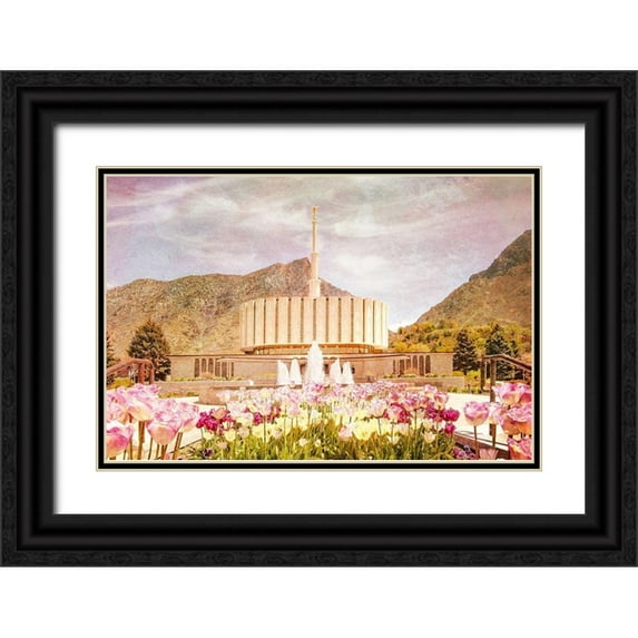Murdock, Ramona 24x17 Black Ornate Wood Framed with Double Matting Museum Art Print Titled - Provo Temple II