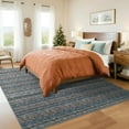 thumbnail image 2 of Large Washable Rugs 9x12 Modern Abstract Accent Carpet Non-Slip Backing Non-Shedding Contemporary Floor Cover Striped Transitional Mat OfficeBlue, 2 of 8