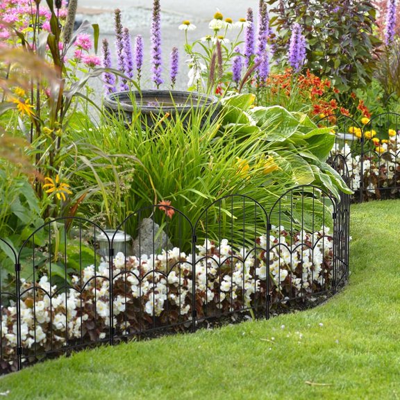 Decorative Garden Fence Dog Barrier 12Pcs 13ft Black Metal Wire for Yard Landscaping