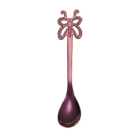 

Bigstone Portable Butterfly Stainless Steel Tea Dessert Spoon Fork Kitchen Tableware