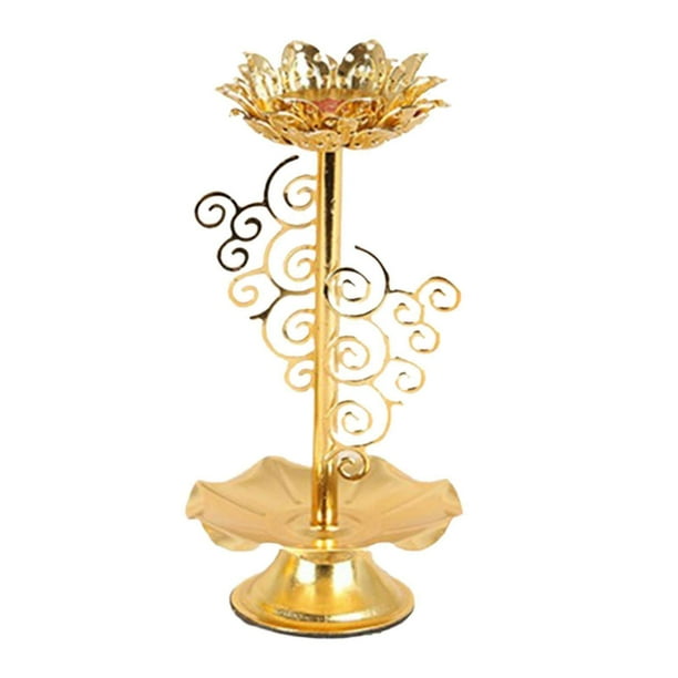 Ghee Lamp Holder Candle Holder Buddhist Altar Supplies Golden centerpiece Gift Supplies Lotus