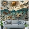 thumbnail image 4 of Nawypu  Boho Tapestry, Mid Century Modern Meadow with Mountains Butterfly Leaves on Creamy Back, Fabric Wall Hanging Decor for Bedroom Living Room Dorm,Dark Mustard Slate Blue, 4 of 6