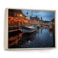 thumbnail image 2 of Designart "Harbor Lights at Night" Nautical & Beach Floater Framed Canvas Print, 2 of 7