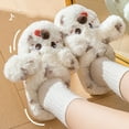 thumbnail image 4 of Cute Dog Fuzzy Slippers,Cartoon Animal Slippers Plush House Shoes,Womens Slides for Indoor pantuflas para de mujer, 4 of 7