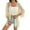 Beige, variant on Sheer 3/4 Lenght Sleeve Cardigan Sexy Cover Up Shrug for Women Trendy Mesh Overlay Layering Piece