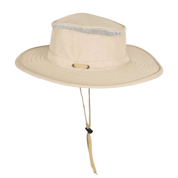 Tirrinia Fishing Hiking Hat for Women Safari Sun Hat Wide Brim Camping Hiking Fishing Hunting Boating Safari Cap with Adjustable Drawstring Boonie UPF 50  Tan