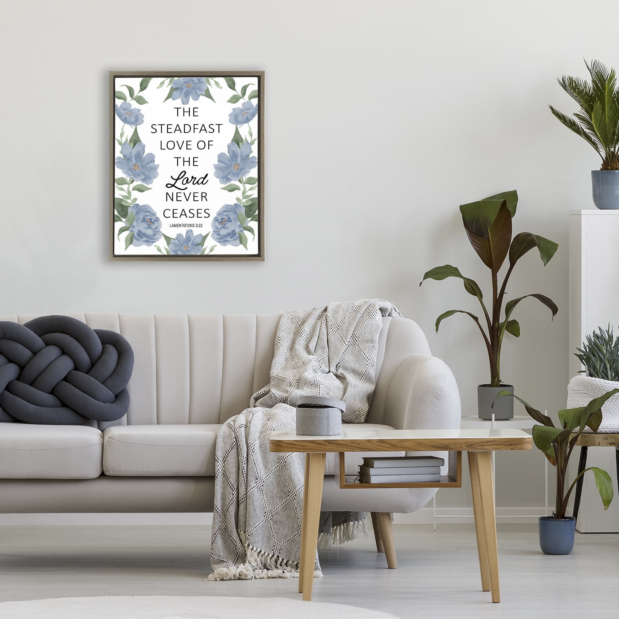 Stupell Industries Steadfast Love Of The Lord Brown Framed Floater Canvas Wall Art, design by Lucille Price