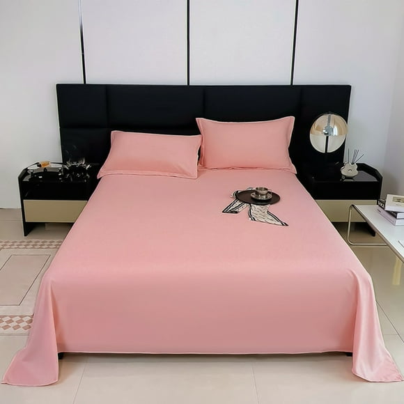 Wzzjkit Bed Sheet Dormitory Bed Sheet Friendly Home Solid Color Easy Double Brushed Bed Sheet