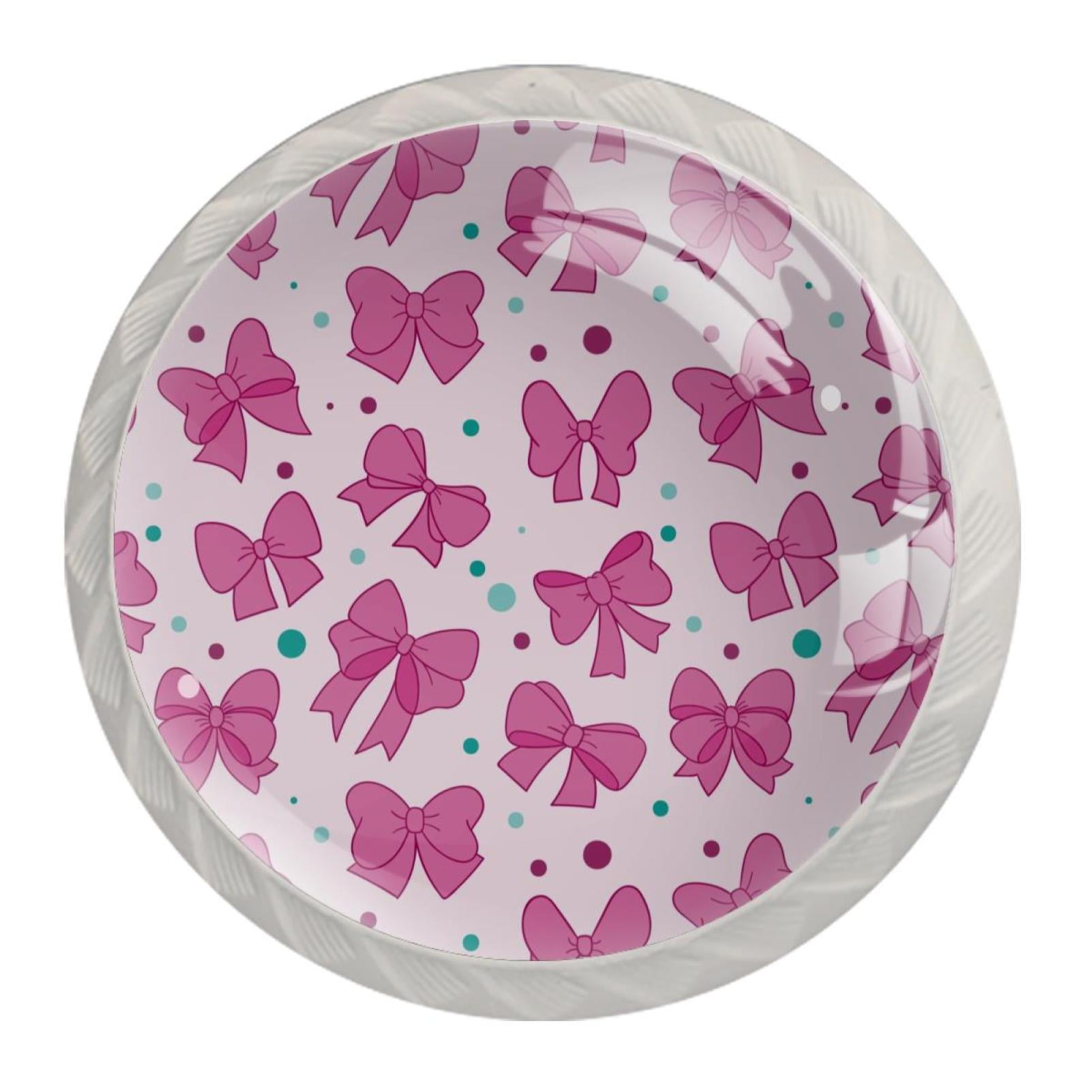 4 Pcs Pink Bows Knobs for Kitchen Cabinet Cupboard Dresser Bookcase ...