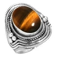 thumbnail image 1 of 925 Sterling Silver Ring For Women - Men Brown Natural Tiger Eye Gemstone Silver Ring Size 12.5 June Birthstone Elegant Silver Ring Size 12.5 Thanksgiving Gift For Wife 925 Silver Gemstone Jewelry, 1 of 6