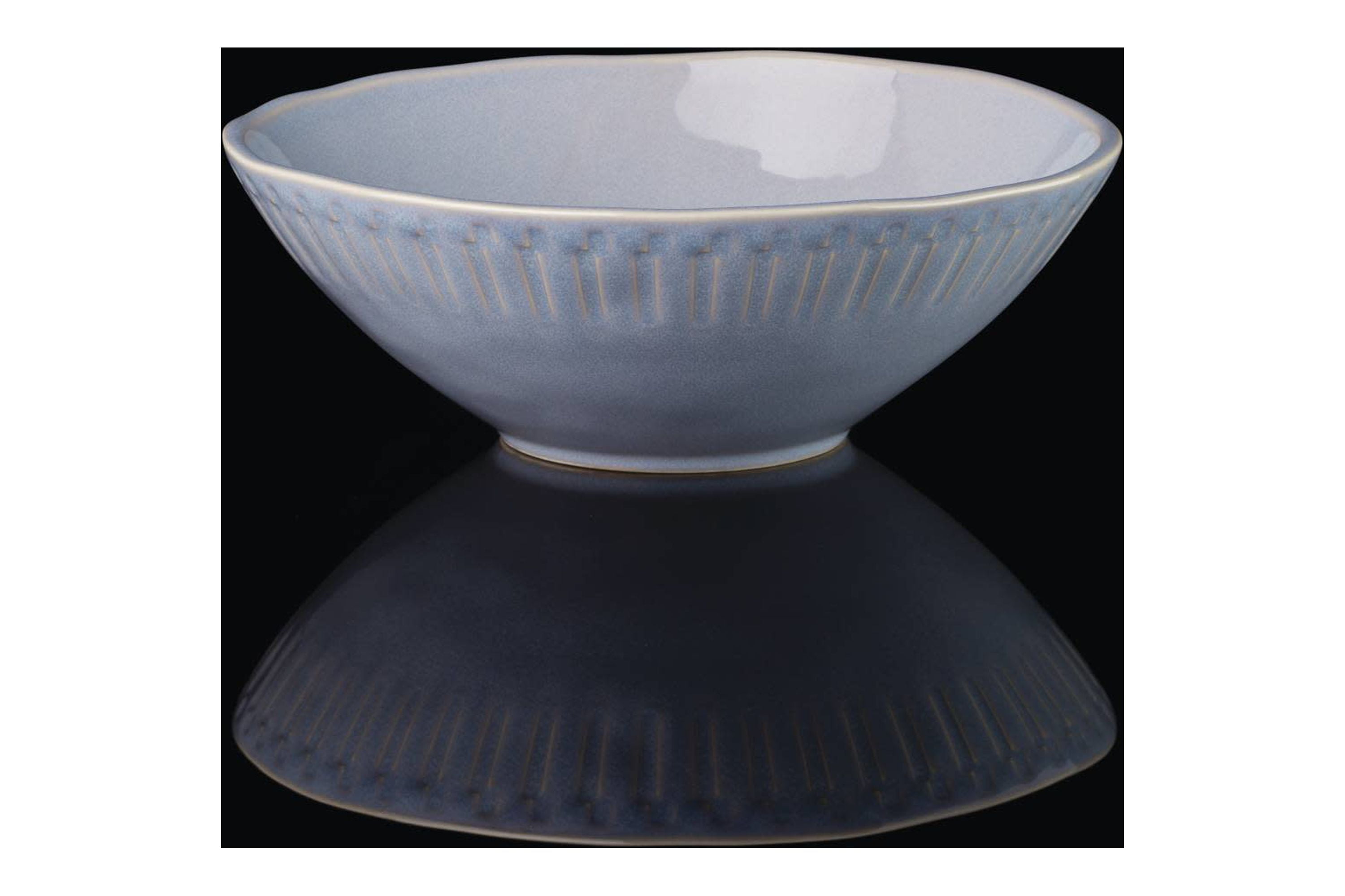 Oneida Entertain 365 48 oz Artisanal Stripe Blue Stoneware Serving Bowl