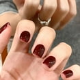 thumbnail image 5 of Misterolina Wine Red False Nails, Medium Almond Full Cover Acrylic Pr On Nails., 5 of 8