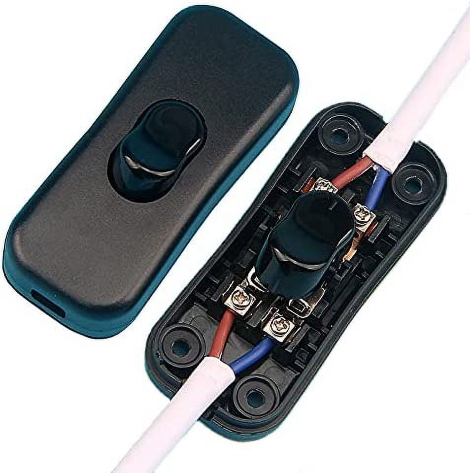 Inline Cord Switch 2-Pack. On-Off Control Lamp Rocker Switch for Lamp Cord Desk LED Lights.Black